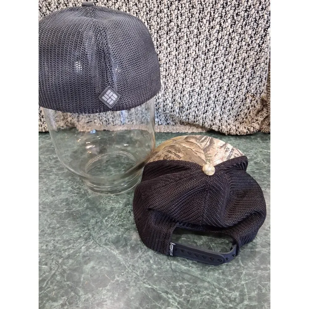 Fox Head Racing And Columbia Tree Flag Patch Hats Set Of 2 Trucker Mesh Caps USA